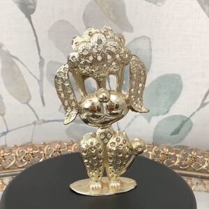 Vintage Signed TORINO Gold Poodle Dog Earrings Holder Accessories Display Stand
